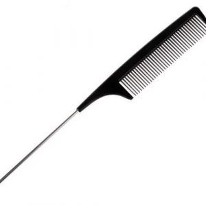 Peluquerías / Barberos Peine de pelo de cola de horquilla de plástico y metal negro Profesiona